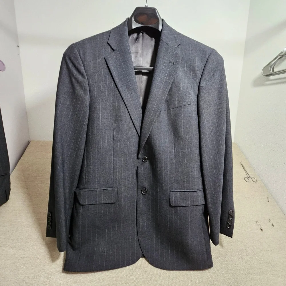 Brooks Brothers Suit Mens 40R 34x31 Charcoal Grey Pinstripe 346 Stretch Wool